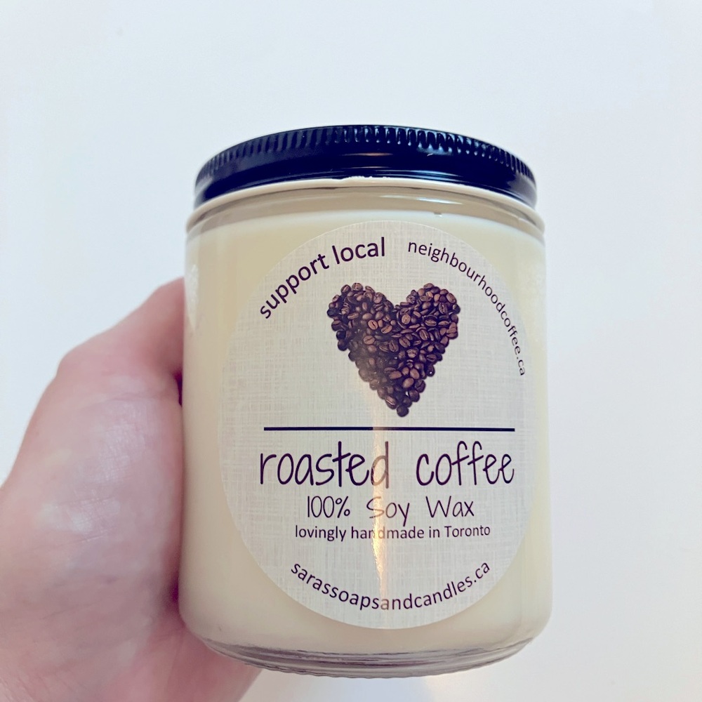 SOLD - Brand New - Sara’s Soaps & Candles Toronto Made Soy Candle Roasted Coffee
